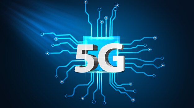 Evolução da velocidade da rede sem fio 5G concept 3D illustracion