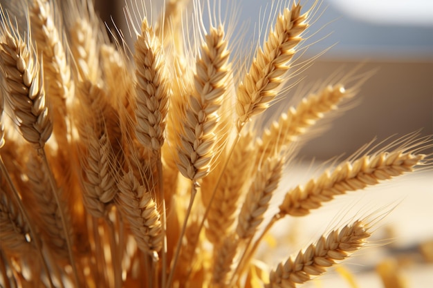 Exame detalhado em 3D mostrando a beleza intrincada de um buquê de trigo