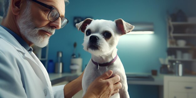 Exame do cão por um veterinário