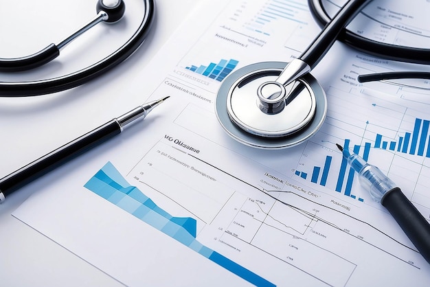 Exame médico e cuidados de saúde gráfico de negócios seguro de saúde conceito de verificação de saúde