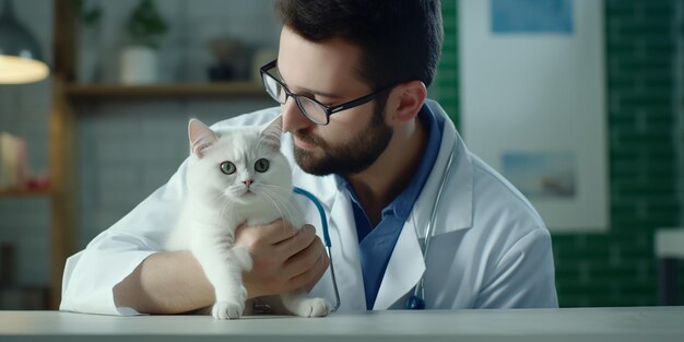 Examen del gato por parte de un veterinario