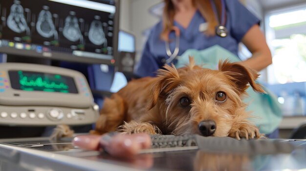 Foto durante el examen veterinario de la mascota