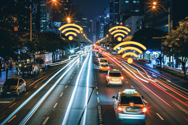 Foto examinar a utilização de redes sem fios nos transportes