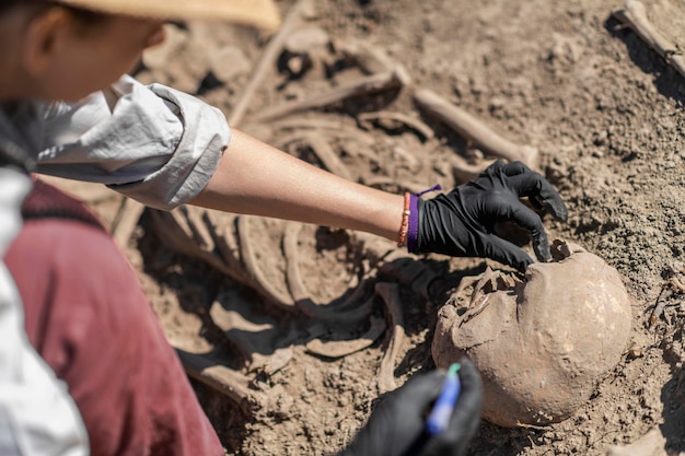 Excavaciones Arqueológicas Antiguo Esqueleto Humano