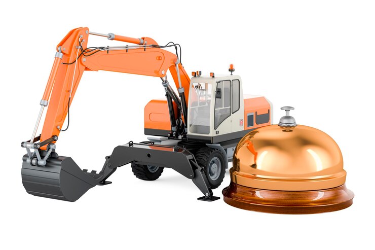 Foto excavadora con campana de recepción renderizado 3d