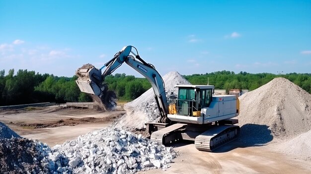 excavadora de construcción en la cantera AI generativa