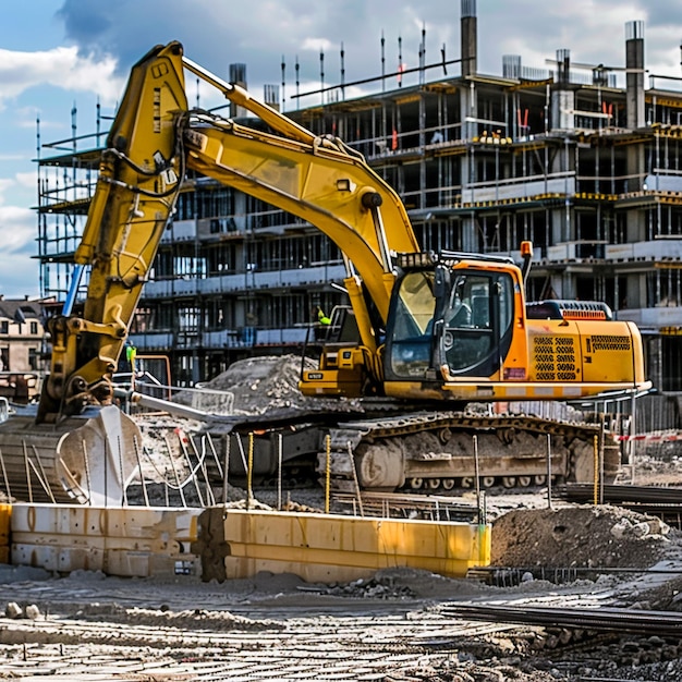 Excavadora con cubo triturador para triturar hormigón Reciclaje de residuos de construcción para mezcla de construcción Cubo de cribado y molienda para la separación del hormigón en fracciones de mayor calidad