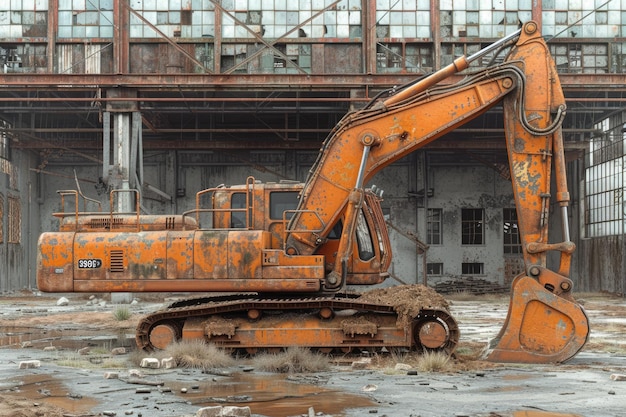 Una excavadora excavando tierra en una fotografía profesional de construcción