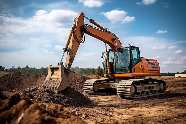 Excavadora de sitio de construcción de bienes raíces