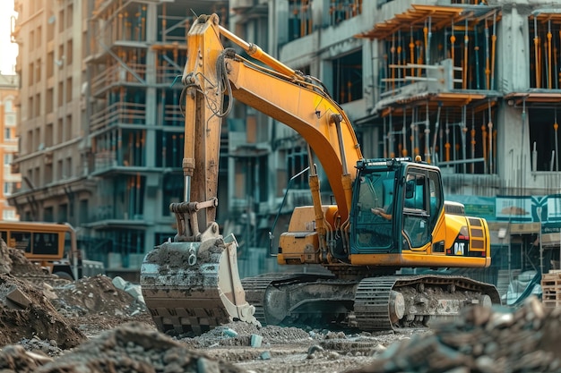 Excavadora trabajando en un sitio de construcción