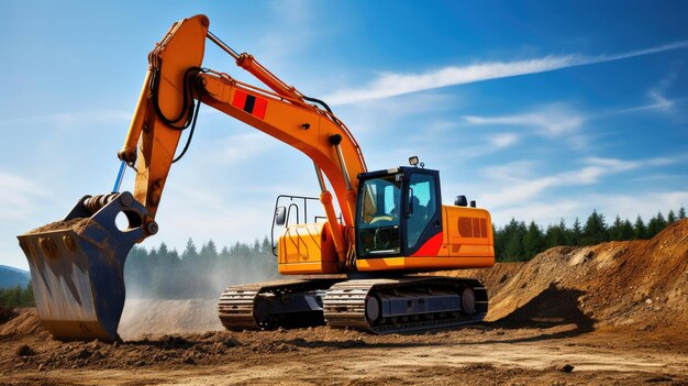 Excavadora de trabajo en el sitio de construcción