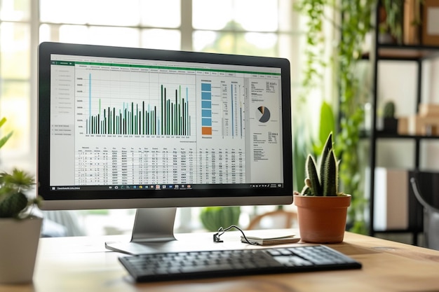 Foto excel-projekt-dashboard-konzept auf einem computermonitor generiert von ki