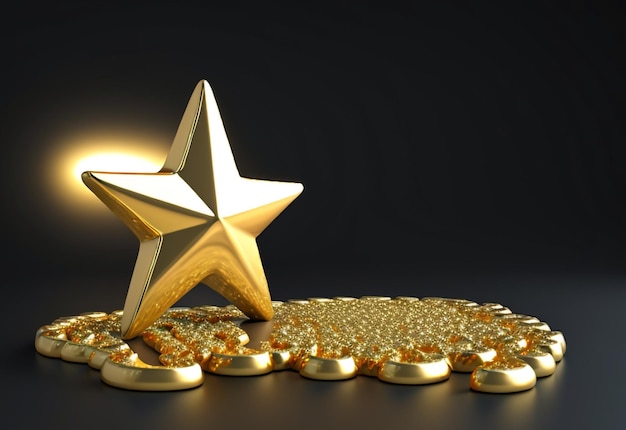 Excelência brilhante Gold FiveStar em fundo escuro refletindo excelente avaliação do cliente R