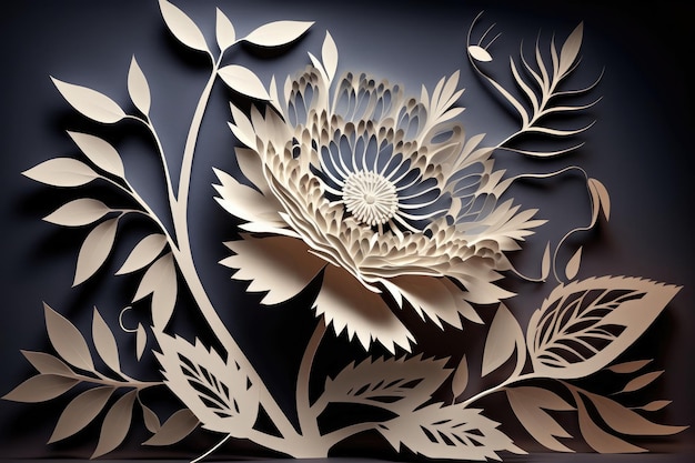 Excelente arte de composição floral cortada em papel