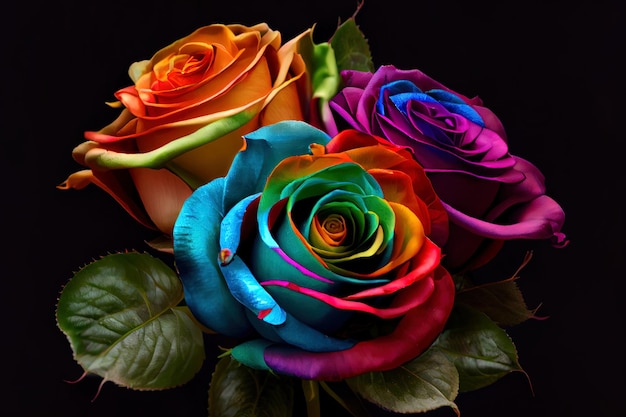 Excelentes rosas multicolores