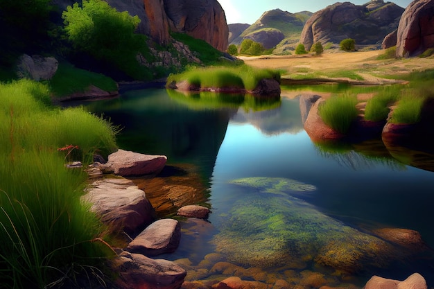 Excepcional hermosa fuente de río en Urbasa y el Parque Nacional de Andia Navarra España realista Ai generativo