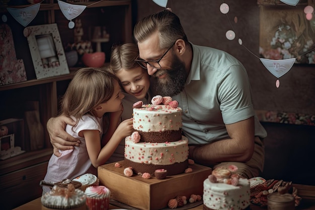 Excitante celebración del Día del Padre con abrazos y regalos