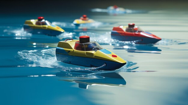 Foto excitante corrida de barcos com controle remoto