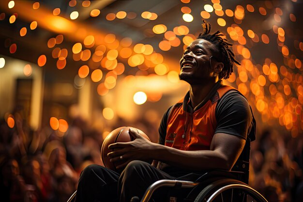 Excitante salida de la vibrante cancha adaptada al baloncesto generativa IA