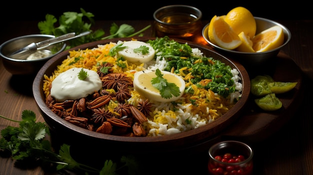 Exclusivo estilizar biryani dúo raita indio moderno elegante artístico foto