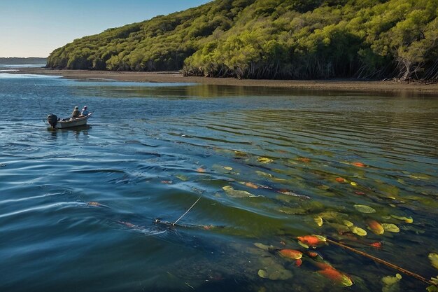 Foto excursão de pesca no estuário costeiro