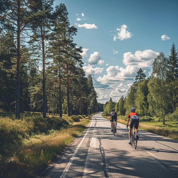 Excursão em bicicleta ativa pela paisagem de verão da Estônia