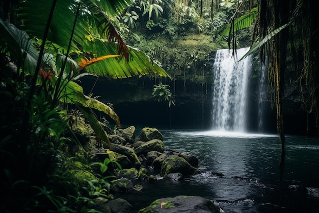 Excursiones por las cascadas cerca de la playa tropical