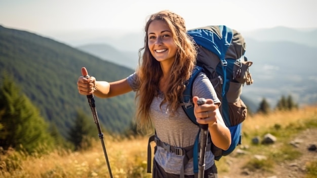 excursionista en la montaña joven en las montañas