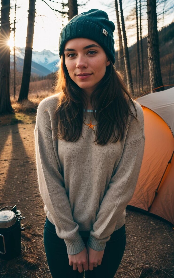 Excursionista de mujer en montaña