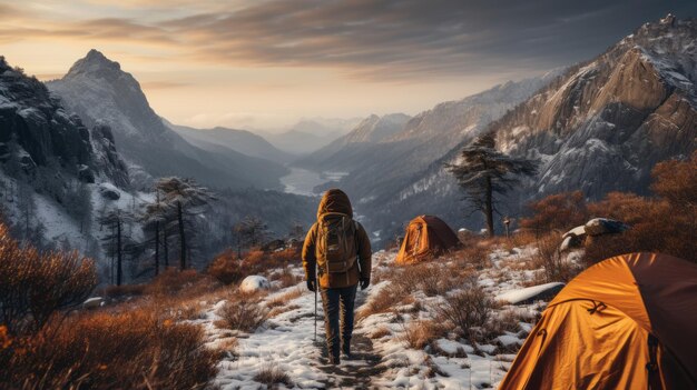 Los excursionistas de invierno abrazan la aventura en las montañas nevadas