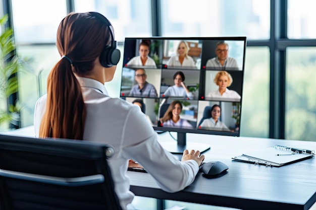 Executivos em uma teleconferência com equipes internacionais Executivos se conectando globalmente através de reuniões virtuais