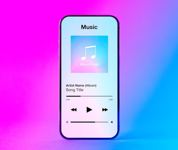 Exemplo de interface do aplicativo music player no celular