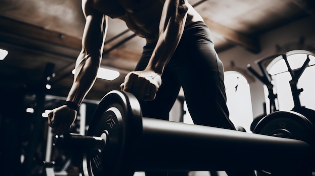 Exercício em preto e branco na sala de ginástica