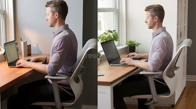 Foto exercícios de correção de postura ergonomia do trabalho de secretária