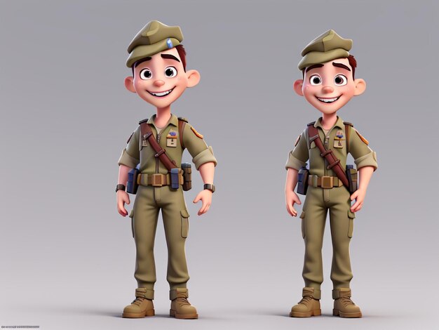 Foto exército de soldados de pé com rosto sorridente ai gerado