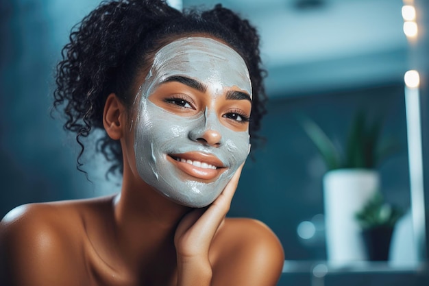 La exfoliación facial de una joven negra