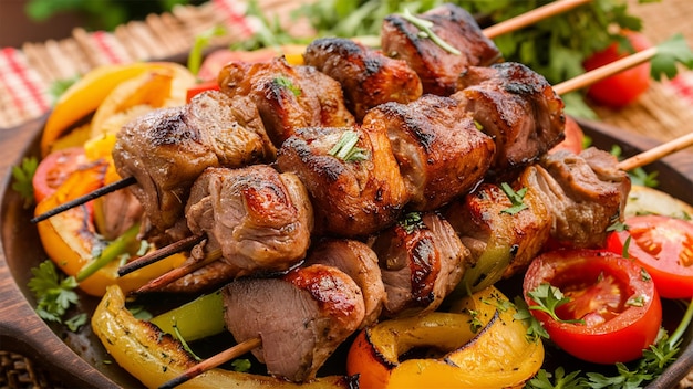 exhibición de alimentos, incluidas las verduras de carne y las verduras