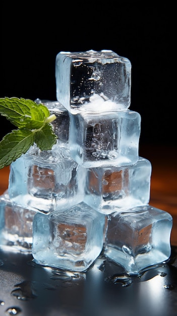 Foto una exhibición artística de cubitos de hielo dispuestos creando una naturaleza muerta cautivadora. fondo de pantalla móvil vertical.