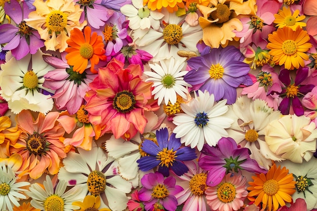 una exhibición colorida de flores, incluida una que tiene el número 3 en ella