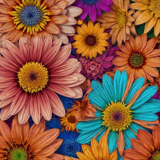 una exhibición colorida de flores con la palabra "flores" en la parte inferior