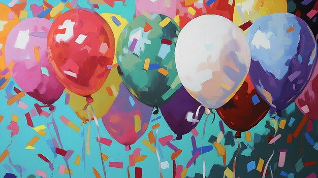 una exhibición colorida de globos con la palabra i m a en la parte inferior