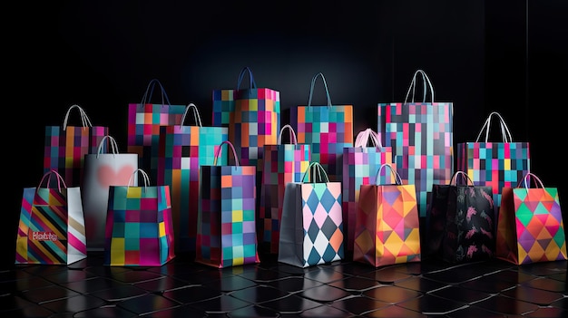 Exhibición dinámica de bolsas de compras para un visual atractivo