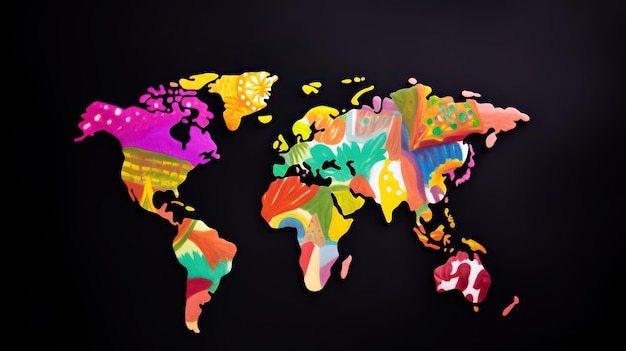 Foto exhibición de la diversidad global con símbolos culturales mapa del mundo insight visual