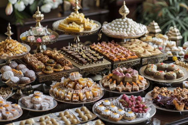 Exhibición de dulces tradicionales para el Eid