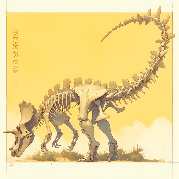 Exhibición del esqueleto de un dinosaurio majestuoso