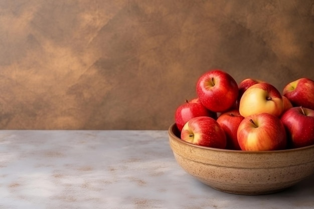 Una exhibición de manzanas en una mesa IA generativa