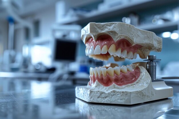 Exhibición de modelos dentales en el laboratorio