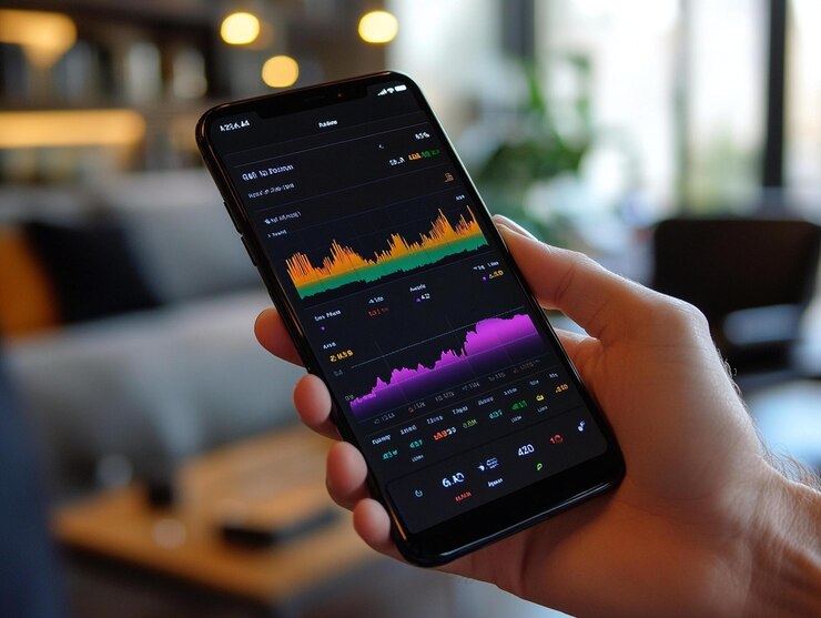 Foto exhibición móvil de datos del mercado de valores
