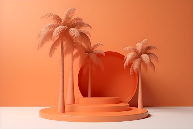 Exhibición de pedestal de verano moderno 3D con espacio vacío para el producto