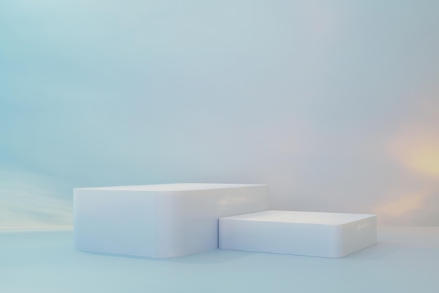 Exhibición de podio en cielo 3D Escena abstracta para productos maqueta de representación 3D